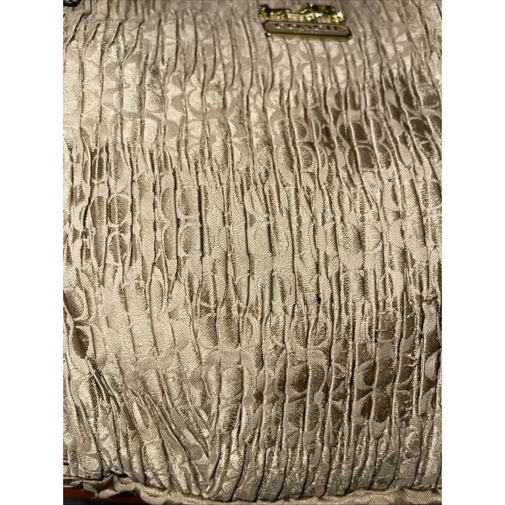 Coach Ruched Metallic Madison Maggie Silver Signature Pleated Hobo Bag 18886 - Picture 6 of 16